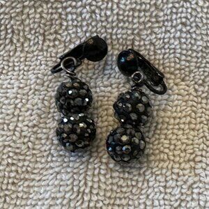 Beaded Black Clip Earrings